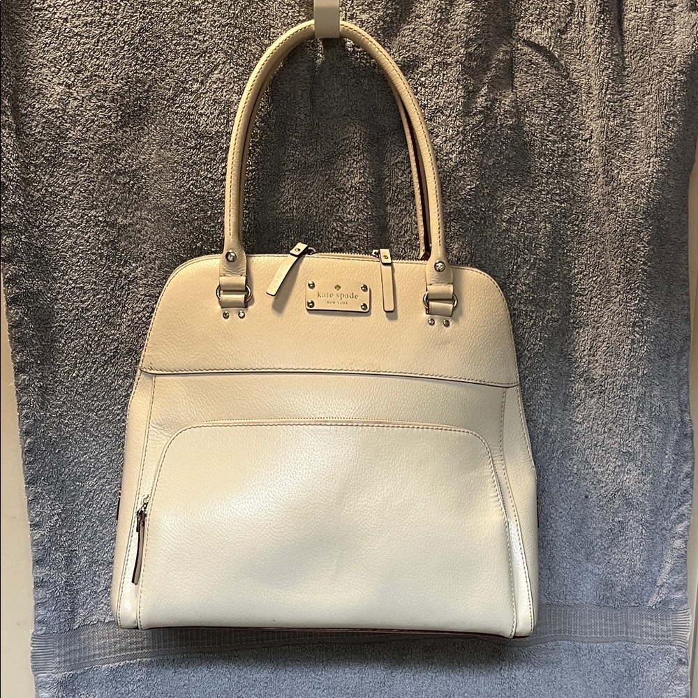 EUC Kate Spade Wellesley Maeda Satchel Bag Ivory Leather Gold Hardware
